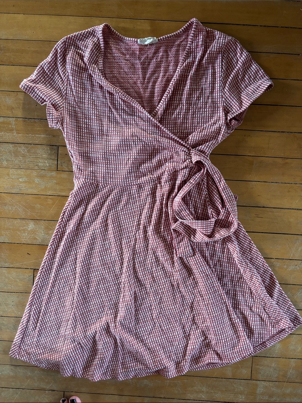 Rolla Coster Dusty Pink Patterned Wrap Dress with Tie Waist